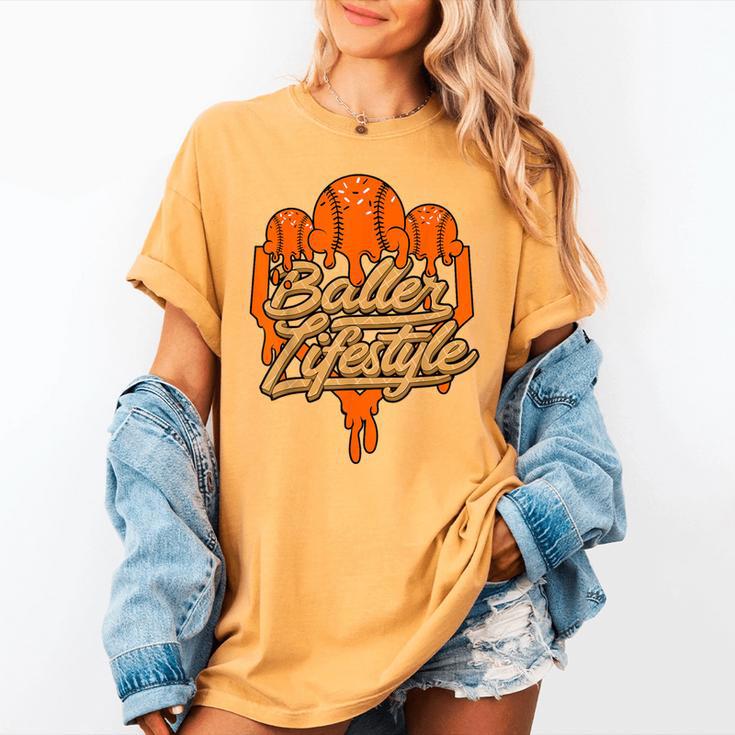 Baseball Lifestyle Home Plate Orange Ice Cream Drip Men Boys Women's Comfort Colors T-Shirt Baseball Lifestyle Home Plate Orange Ice Cream Drip Men Boys Women's Comfort Colors T-Shirt
