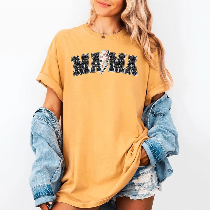 Baseball Mama Rocks Lightning Baseball Mom Mother's Day Women's Comfort Colors T-Shirt Baseball Mama Rocks Lightning Baseball Mom Mother's Day Women's Comfort Colors T-Shirt