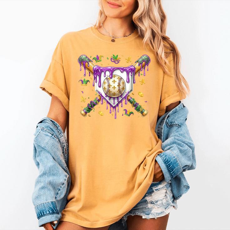 Baseball Mardi Gras Carnival Party Mask Ice Cream Drip Boys Women's Comfort Colors T-Shirt Baseball Mardi Gras Carnival Party Mask Ice Cream Drip Boys Women's Comfort Colors T-Shirt