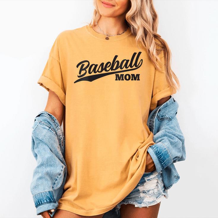 Baseball Mom 1970s Retro Cursive Font Women's Comfort Colors T-Shirt Baseball Mom 1970s Retro Cursive Font Women's Comfort Colors T-Shirt