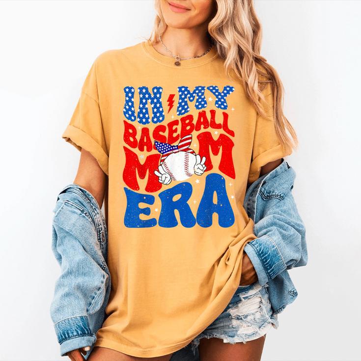 In My Baseball Mom Era Groovy Baseball Mother's Day US Flag Women's Comfort Colors T-Shirt In My Baseball Mom Era Groovy Baseball Mother's Day US Flag Women's Comfort Colors T-Shirt