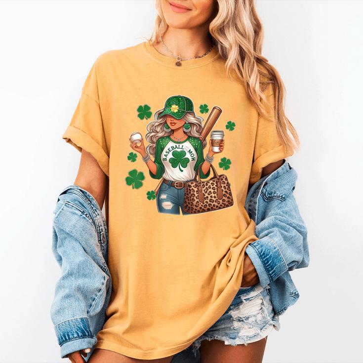 Baseball Mom Green Shamrock St Patrick Day Women Women's Comfort Colors T-Shirt Baseball Mom Green Shamrock St Patrick Day Women Women's Comfort Colors T-Shirt