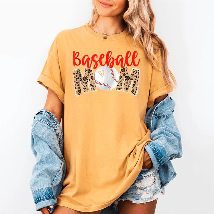 Baseball Mom Leopard Print Cute Mother's Day Sport Lover Women's Comfort Colors T-Shirt