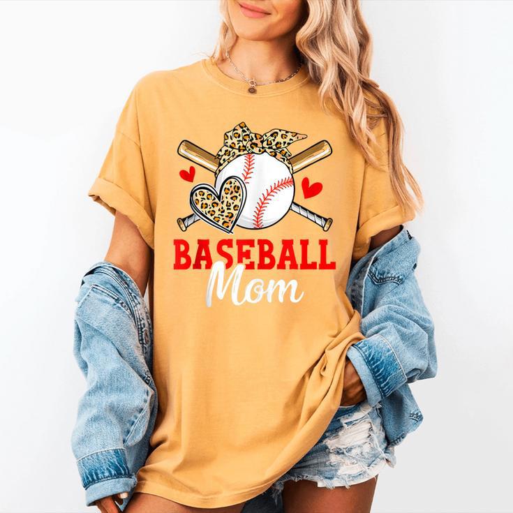 Baseball Mom Leopard Heart Mother's Day Girls Women's Comfort Colors T-Shirt