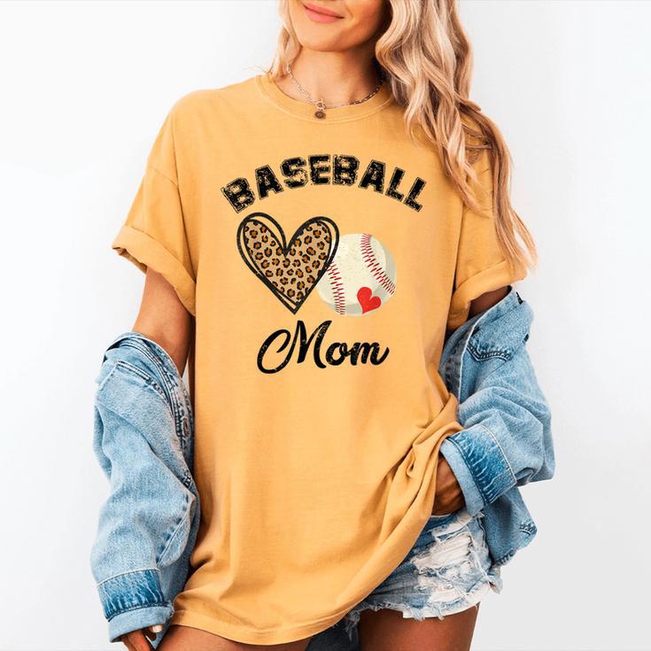 Baseball Mom Leopard Heart Baseball Player Kids Women's Comfort Colors T-Shirt