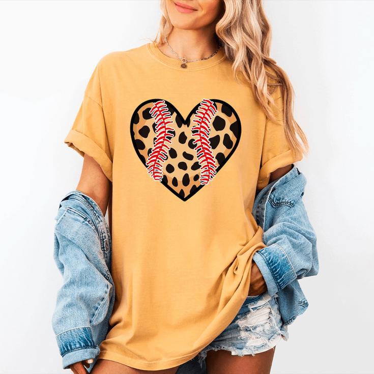 Baseball Mom Leopard Heart Valentine Day Mother Day Women's Comfort Colors T-Shirt Baseball Mom Leopard Heart Valentine Day Mother Day Women's Comfort Colors T-Shirt