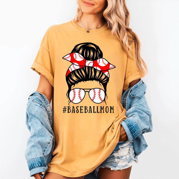 Baseball Mom Leopard Messy Bun Game Day Women's Comfort Colors T-Shirt Baseball Mom Leopard Messy Bun Game Day Women's Comfort Colors T-Shirt