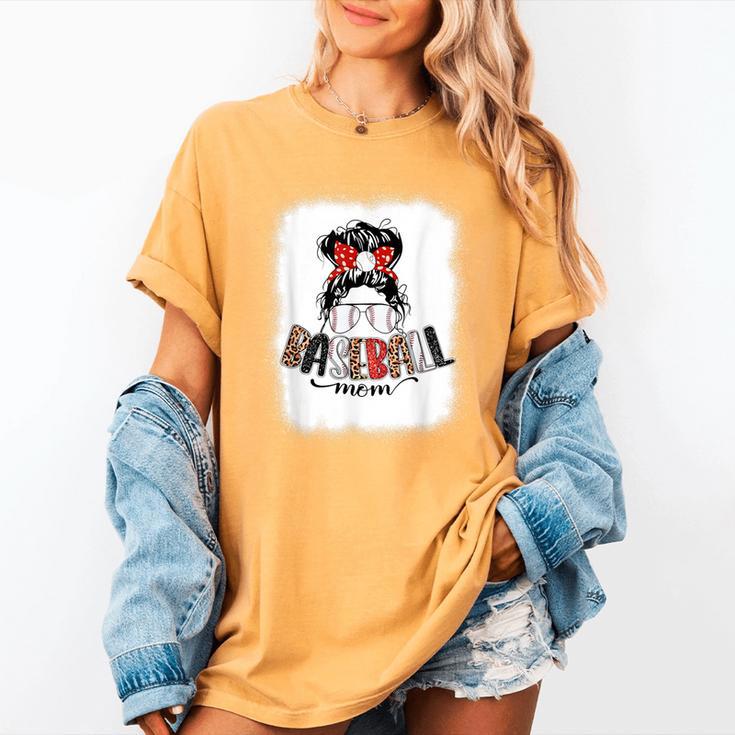Baseball Mom Messy Bun Mommy Baseball Player Women's Comfort Colors T-Shirt Baseball Mom Messy Bun Mommy Baseball Player Women's Comfort Colors T-Shirt