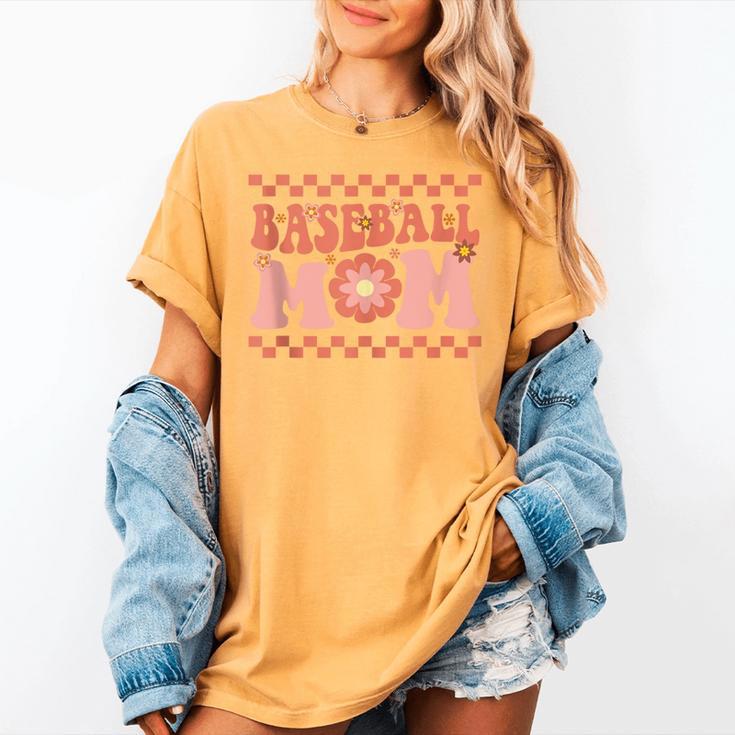 Baseball Mom Baseball Player Mama Women Groovy Women's Comfort Colors T-Shirt Baseball Mom Baseball Player Mama Women Groovy Women's Comfort Colors T-Shirt