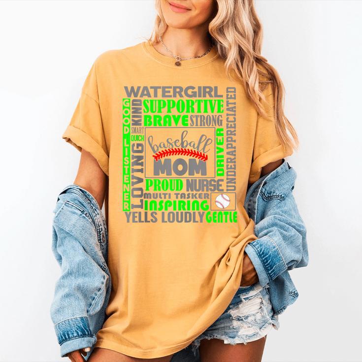 Baseball Mom Traits For Great Mothers Grey And Green Women's Comfort Colors T-Shirt Baseball Mom Traits For Great Mothers Grey And Green Women's Comfort Colors T-Shirt