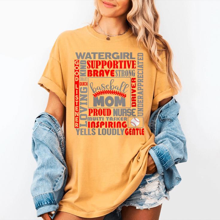 Baseball Mom Traits For Great Mothers Grey And Red Women's Comfort Colors T-Shirt