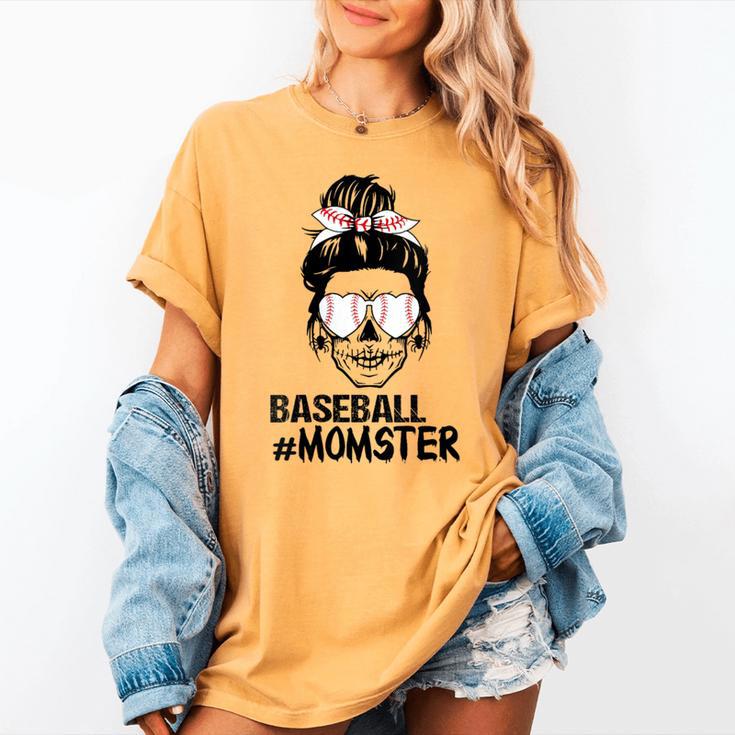 Baseball Momster Messy Bun Skull Mom For Women Halloween Women's Comfort Colors T-Shirt Baseball Momster Messy Bun Skull Mom For Women Halloween Women's Comfort Colors T-Shirt