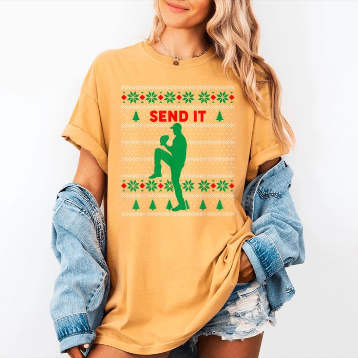 Baseball Player Christmas Pajama Send It Xmas PJs Boys Women's Comfort Colors T-Shirt