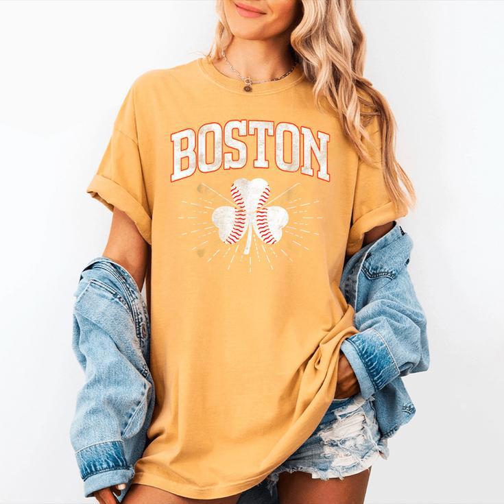 Baseball Shamrock Boston Massachusetts St Patrick’s Day Women's Comfort Colors T-Shirt Baseball Shamrock Boston Massachusetts St Patrick’s Day Women's Comfort Colors T-Shirt