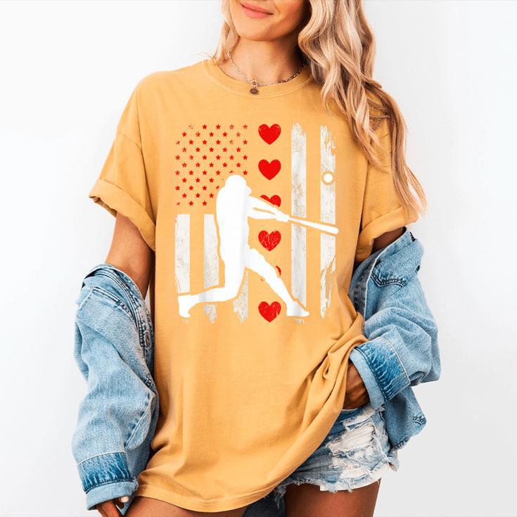 Baseball Silhouette Heart USA Flag Hearts American Boys Kids Women's Comfort Colors T-Shirt Baseball Silhouette Heart USA Flag Hearts American Boys Kids Women's Comfort Colors T-Shirt