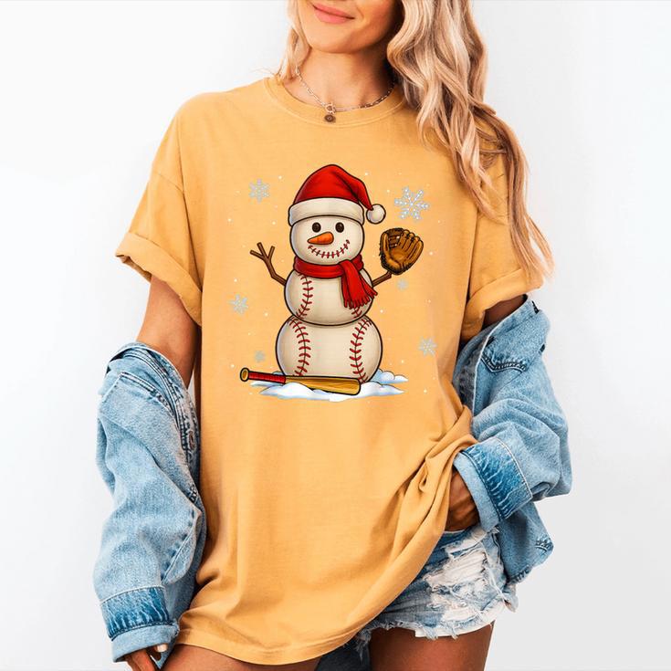 Baseball Snowman Merry Christmas Holiday Sports Xmas Pajamas Women's Comfort Colors T-Shirt Baseball Snowman Merry Christmas Holiday Sports Xmas Pajamas Women's Comfort Colors T-Shirt