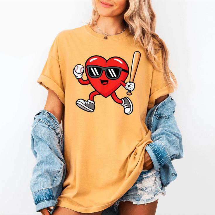 Baseball Valentines Day Heart Boys Sports Love Women's Comfort Colors T-Shirt
