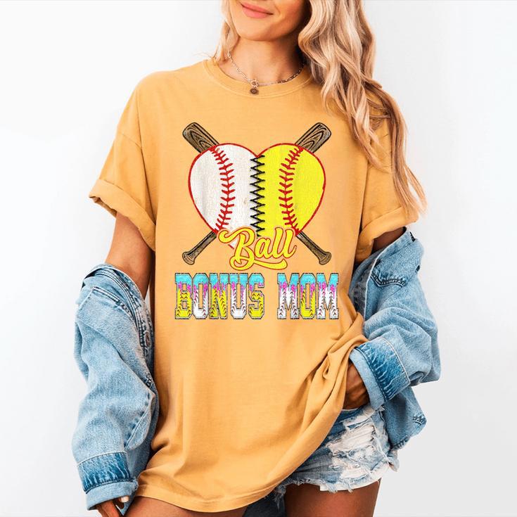 Bonus Mom Of Both Half Baseball Softball Ice Cream Drip Women's Comfort Colors T-Shirt Bonus Mom Of Both Half Baseball Softball Ice Cream Drip Women's Comfort Colors T-Shirt