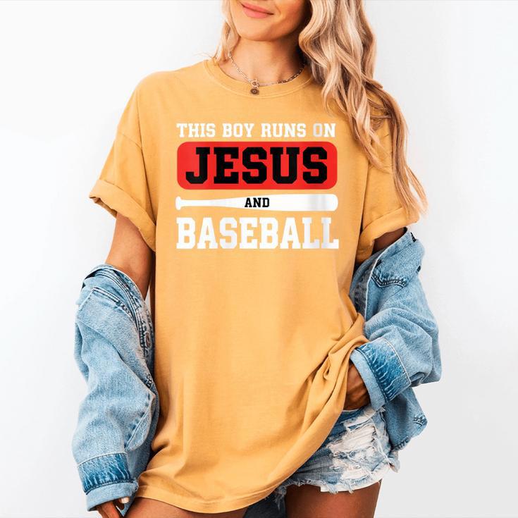 This Boy Runs On Jesus And Baseball Christian Baseball Women's Comfort Colors T-Shirt This Boy Runs On Jesus And Baseball Christian Baseball Women's Comfort Colors T-Shirt