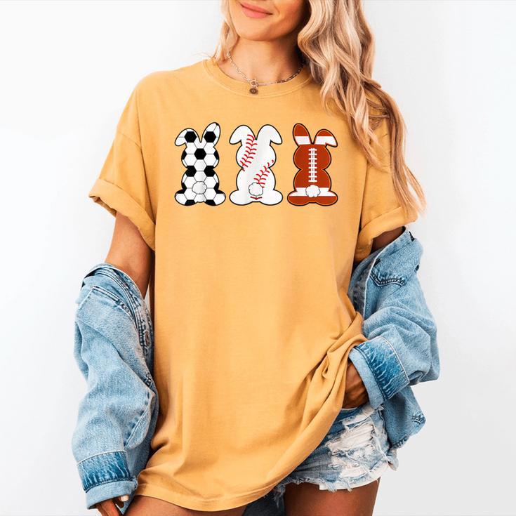 Bunny Football Baseball Sport Easter Day Women's Comfort Colors T-Shirt