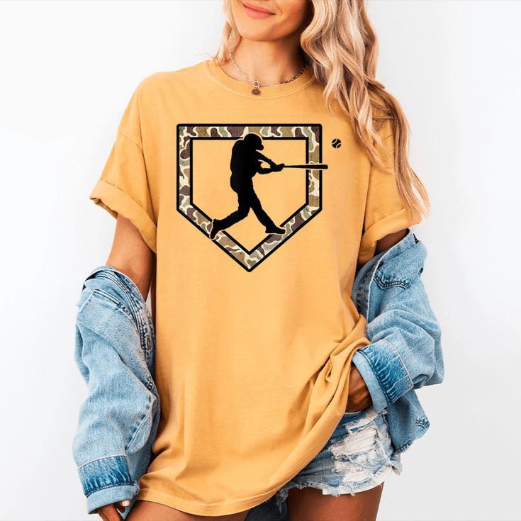 Camo Home Plate Camouflage Baseball Batter Youth Boys Women's Comfort Colors T-Shirt