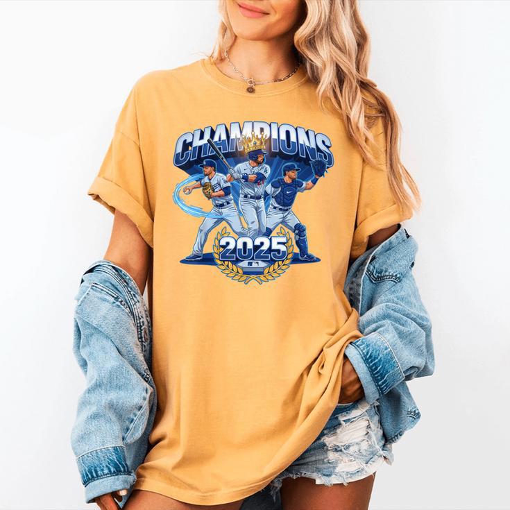 Champions 2025 Baseball Retro Athletic Celebration Theme Women's Comfort Colors T-Shirt Champions 2025 Baseball Retro Athletic Celebration Theme Women's Comfort Colors T-Shirt