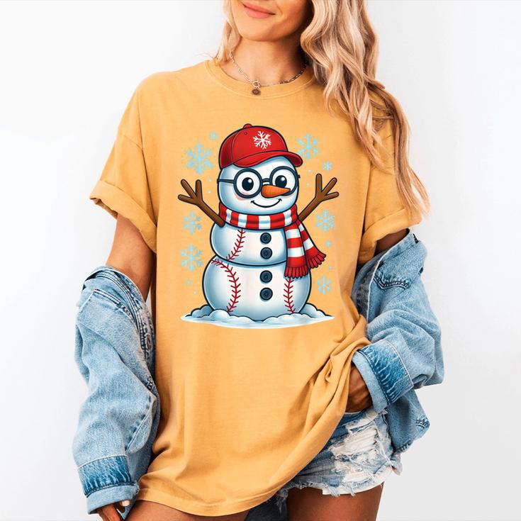 Christmas Baseball Snowman Xmas Pajamas Women Men Boys Women's Comfort Colors T-Shirt Christmas Baseball Snowman Xmas Pajamas Women Men Boys Women's Comfort Colors T-Shirt