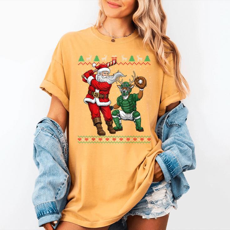 Christmas Santa Baseball Ugly Sweater Women's Comfort Colors T-Shirt Christmas Santa Baseball Ugly Sweater Women's Comfort Colors T-Shirt