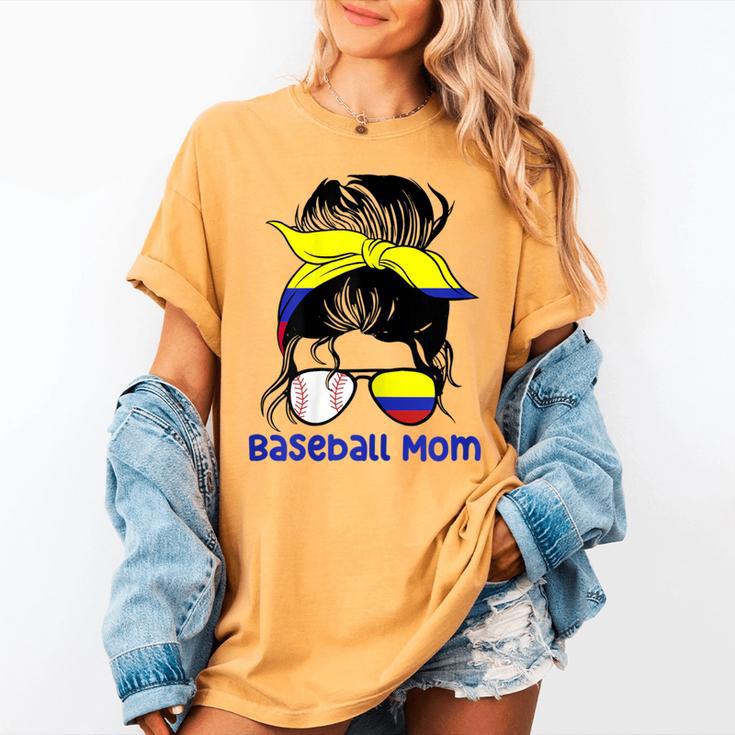 Colombia Baseball Mom Messy Bun Women's Comfort Colors T-Shirt Colombia Baseball Mom Messy Bun Women's Comfort Colors T-Shirt