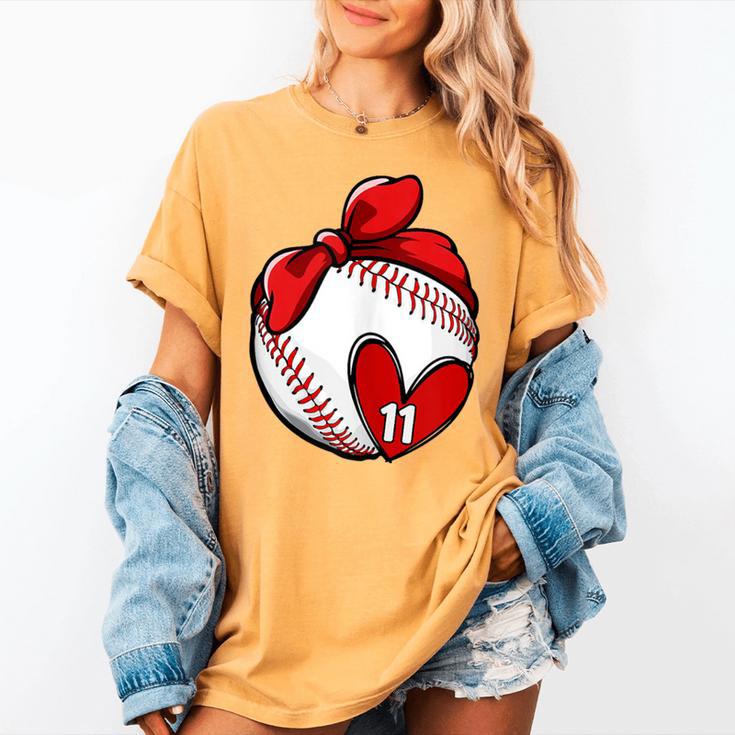 Custom Baseball Mom Number 11 Heart For Mom Mommy Women's Comfort Colors T-Shirt Custom Baseball Mom Number 11 Heart For Mom Mommy Women's Comfort Colors T-Shirt