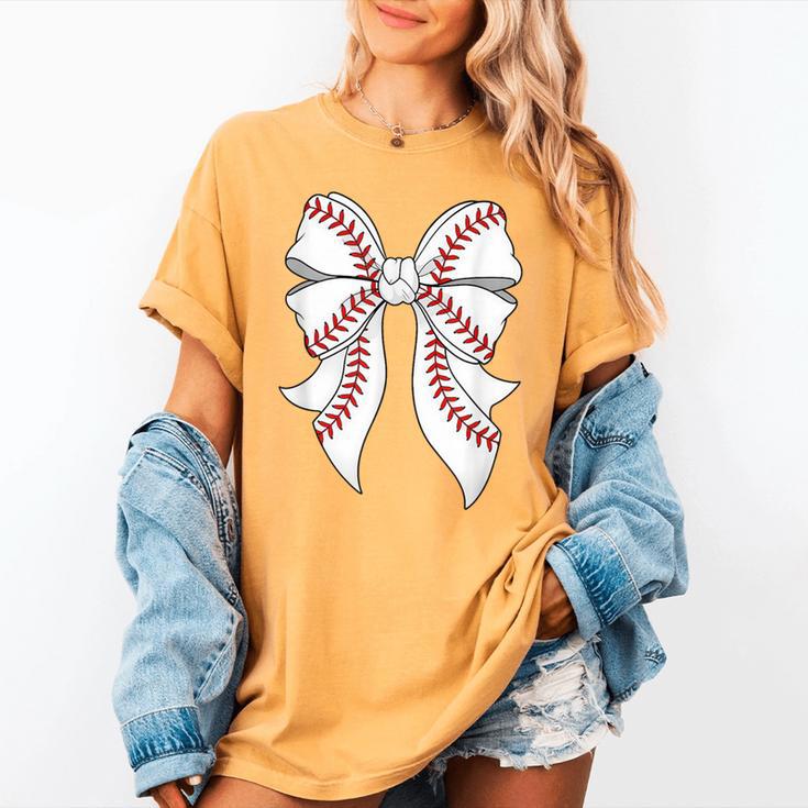 Cute Baseball Coquette Bow For Women Girls Baseball Mama Mom Women's Comfort Colors T-Shirt Cute Baseball Coquette Bow For Women Girls Baseball Mama Mom Women's Comfort Colors T-Shirt