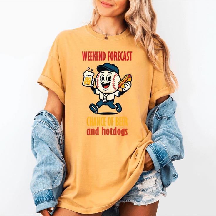 Cute Baseball Fan Weekend Forecast Change Of Beer And Hotdog Women's Comfort Colors T-Shirt Cute Baseball Fan Weekend Forecast Change Of Beer And Hotdog Women's Comfort Colors T-Shirt