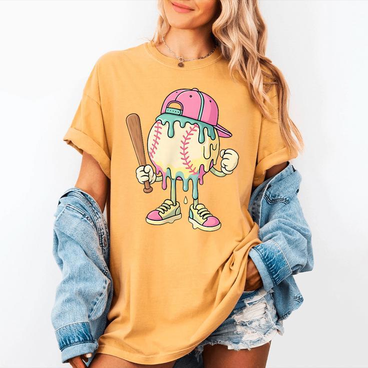 Cute Baseball Ice Cream Drip For Girls & Boys 2 Sides Women's Comfort Colors T-Shirt