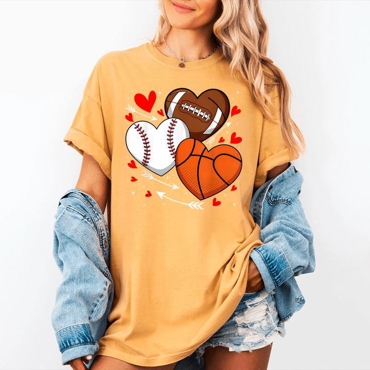 Cute Heart Baseball Basketball Football Valentine Boy Men Women's Comfort Colors T-Shirt Cute Heart Baseball Basketball Football Valentine Boy Men Women's Comfort Colors T-Shirt