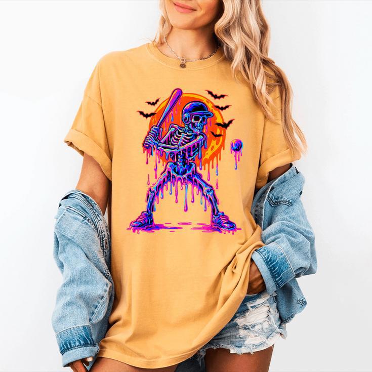 Drip Skeleton Batting Baseball Halloween Women's Comfort Colors T-Shirt Drip Skeleton Batting Baseball Halloween Women's Comfort Colors T-Shirt