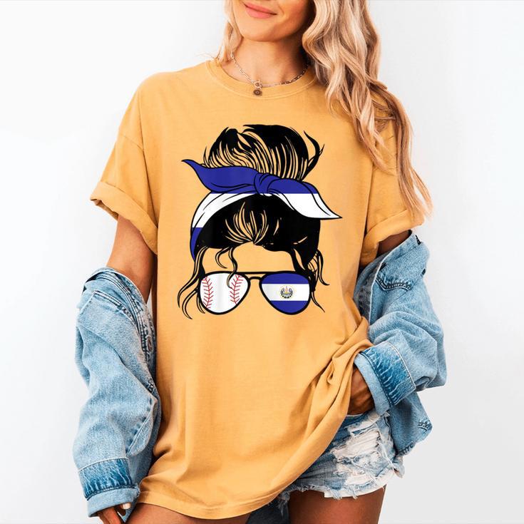 El Salvador Baseball Mom Salvador Baseball Girl Women's Comfort Colors T-Shirt El Salvador Baseball Mom Salvador Baseball Girl Women's Comfort Colors T-Shirt
