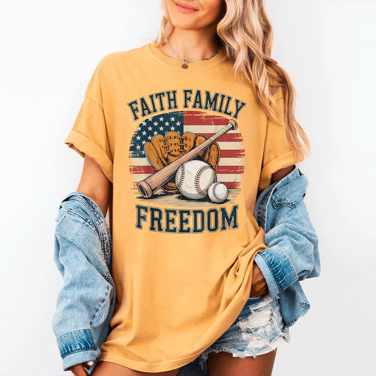 Faith Family Freedom Patriotic Christian Baseball Game Day Women's Comfort Colors T-Shirt