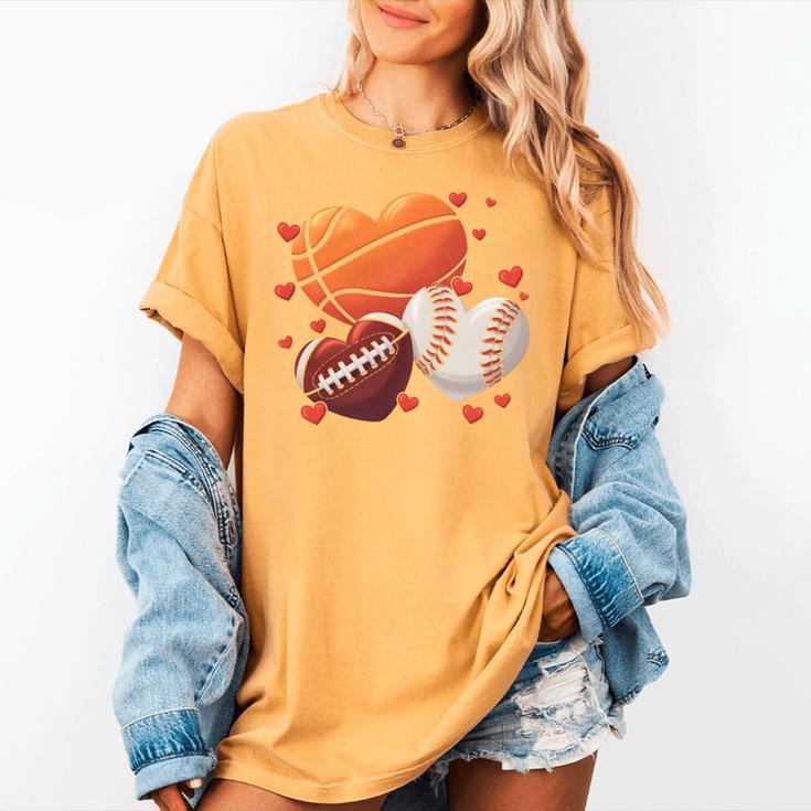 Football Basketball Baseball Heart Valentine Boys Men Kid Women's Comfort Colors T-Shirt Football Basketball Baseball Heart Valentine Boys Men Kid Women's Comfort Colors T-Shirt