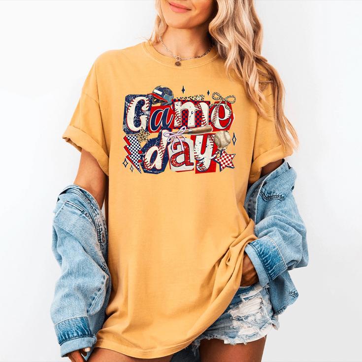Game Day Baseball Leopard Coquette Bow Mama Mom Sister Women's Comfort Colors T-Shirt Game Day Baseball Leopard Coquette Bow Mama Mom Sister Women's Comfort Colors T-Shirt