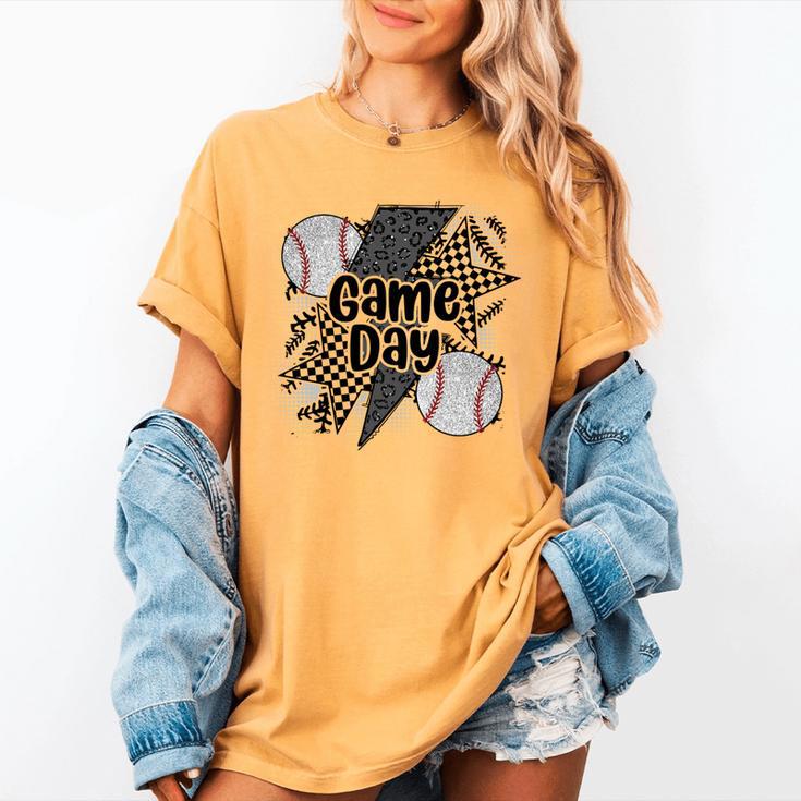 Game Day Baseball Retro Checkered Baseball Women's Comfort Colors T-Shirt Game Day Baseball Retro Checkered Baseball Women's Comfort Colors T-Shirt