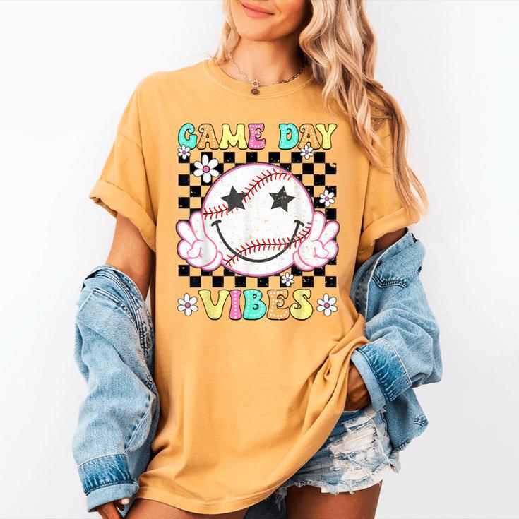 Game Day Vibes Softball Baseball Groovy Game Day Girls Women Women's Comfort Colors T-Shirt