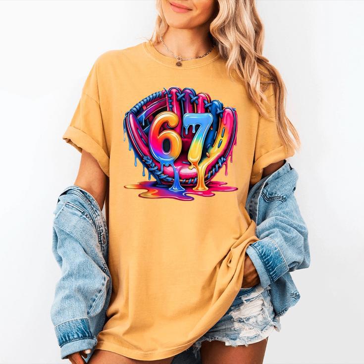 Gen Alpha Slang Ice Cream Drip Six Seven 67 Baseball Catcher Women's Comfort Colors T-Shirt