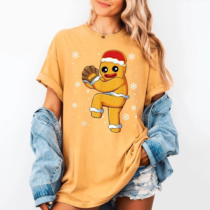 Gingerbread Man Baseball Christmas Women's Comfort Colors T-Shirt Gingerbread Man Baseball Christmas Women's Comfort Colors T-Shirt