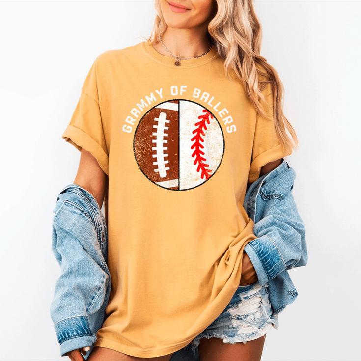 Grammy Of Ballers Football Baseball Grandma Grammy Women's Comfort Colors T-Shirt
