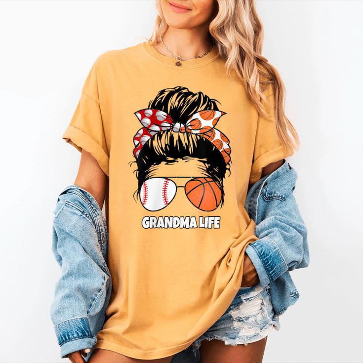 Grandma Life Basketball And Baseball Mom Funny Women's Comfort Colors T-Shirt