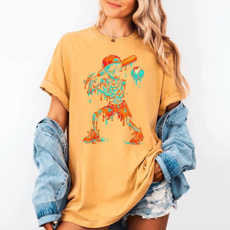 Halloween Baseball Skeleton Ice Cream Drip Baseball Boys Kid Women's Comfort Colors T-Shirt Halloween Baseball Skeleton Ice Cream Drip Baseball Boys Kid Women's Comfort Colors T-Shirt