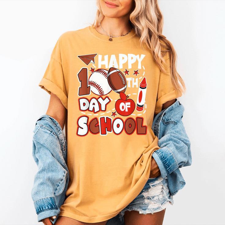 Happy 100 Days Of School Baseball Football PE Teacher Women's Comfort Colors T-Shirt