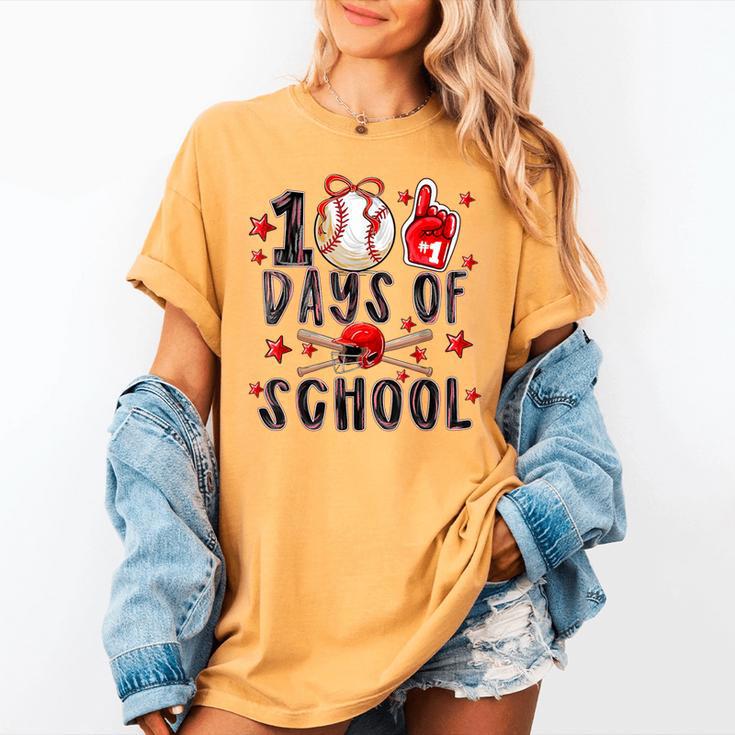 Happy 101 Days Of School Baseball Sports 100th Day Women's Comfort Colors T-Shirt
