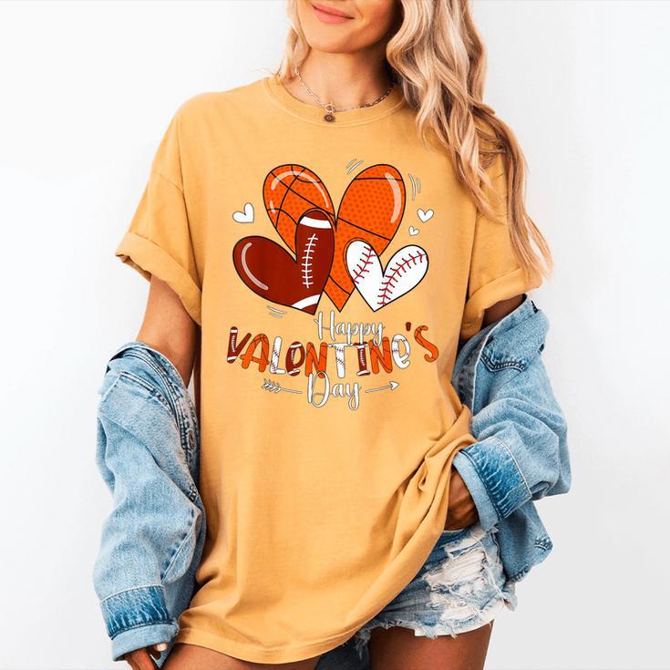Happy Valentines Day Basketball Baseball Football Boys Women's Comfort Colors T-Shirt