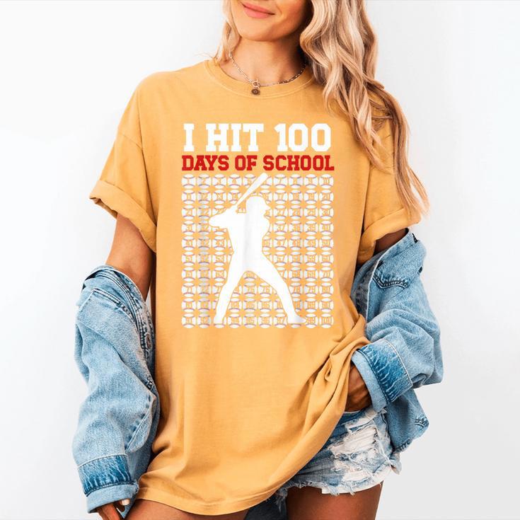 I Hit 100 Days Of School Baseball 100 Day Of School Women's Comfort Colors T-Shirt I Hit 100 Days Of School Baseball 100 Day Of School Women's Comfort Colors T-Shirt